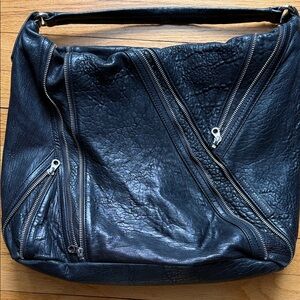 Marc by Marc Jacobs Black Shoulder Bag with Silver Zipper Details